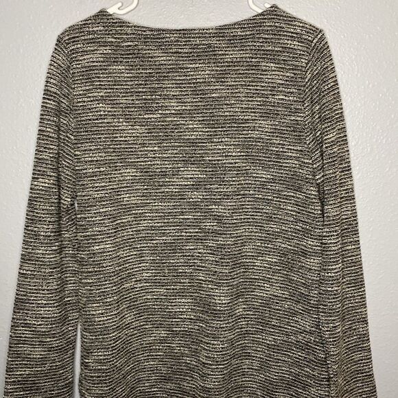 Loft Boho Black and White Long Sleeved Crew Neck Tunic Top Size Medium - Picture 10 of 12